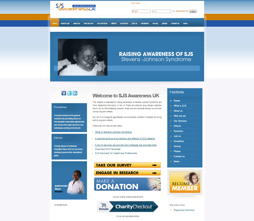 Screenshot of 2nd facelift of SJSawareness UK site